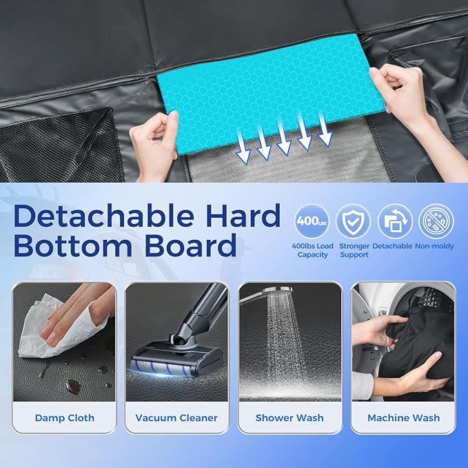 Back Seat Extender for Dogs,Hard Bottom Car Seat Cover,100% Waterproof 600D Heavy Durable Scratchproof Leather Car Dog Cover Back Seat,Non Slip Easy Clean Car Seat Protector,with Storage Bag-PawvioPets