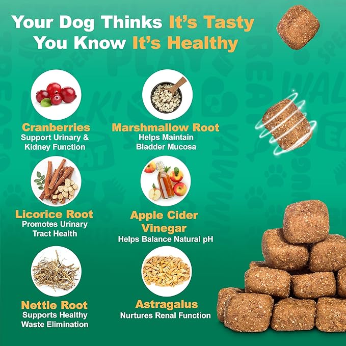 Doggie Dailies Cranberry Supplement for Dogs - Urinary Tract, Bladder & Kidney Support for Dogs - Cranberry for dogs with Marshmallow Root, Licorice Root & Apple Cider Vinegar (Chicken) 225 Soft Chews-PawvioPets