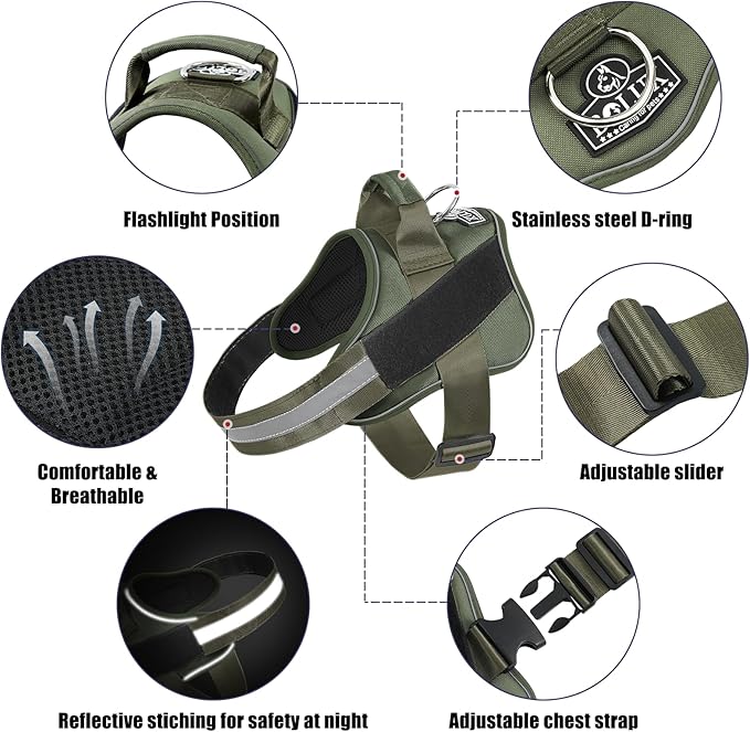 Bolux Dog Harness, No-Pull Reflective Dog Vest, Breathable Adjustable Pet Harness with Handle for Outdoor Walking - No More Pulling, Tugging or Choking-PawvioPets