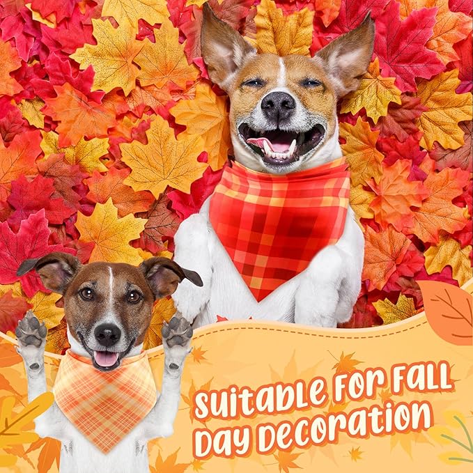Abbylike 50 Pcs Fall Plaid Dog Bandanas Bulk Autumn Bandanas for Dogs Triangle Kerchief Bibs Scarf for Small Medium Large Pets Thanksgiving Costume Accessories, 25 Styles (25.6 x 17.7 x 17.7 Inch)-PawvioPets