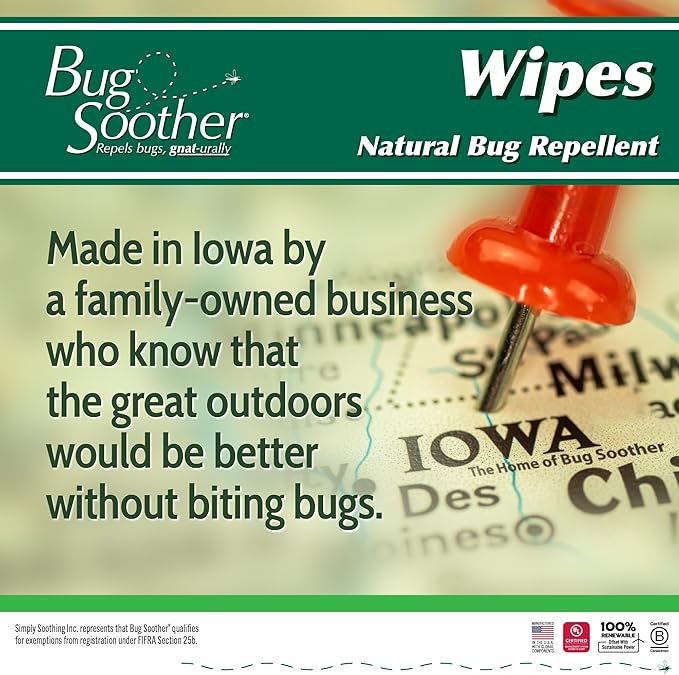 Bug Soother Wipes (100 ct) - Natural Insect, Gnat and Mosquito Repellent & Deterrent - 100% DEET-Free Safe Bug Wipes for Adults, Kids, & Pets - Made in USA-PawvioPets