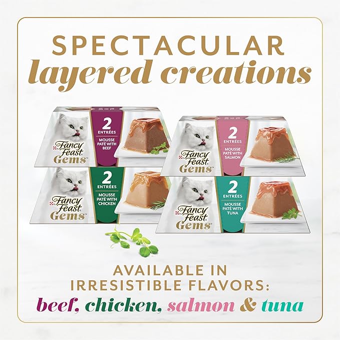 Fancy Feast Gems Pate Cat Food Mousse With Salmon and a Halo of Savory Gravy Cat Food - (Pack of 8) 4 oz. Boxes-PawvioPets