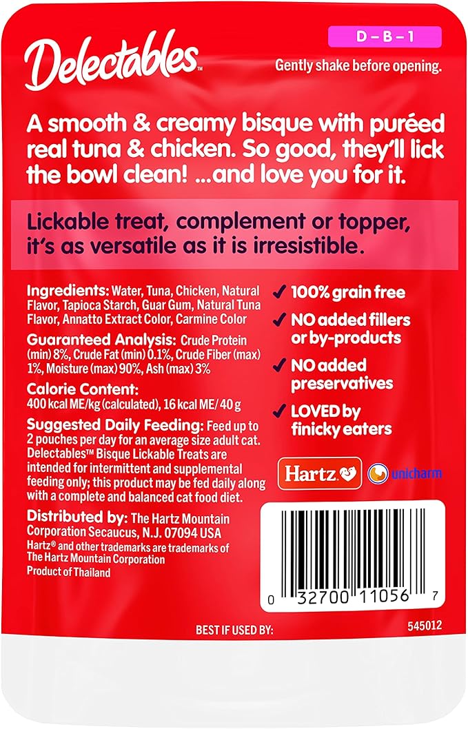 Delectables Bisque Lickable Wet Cat Treats - Tuna & Chicken, 1.4 oz (Pack of 12)-PawvioPets