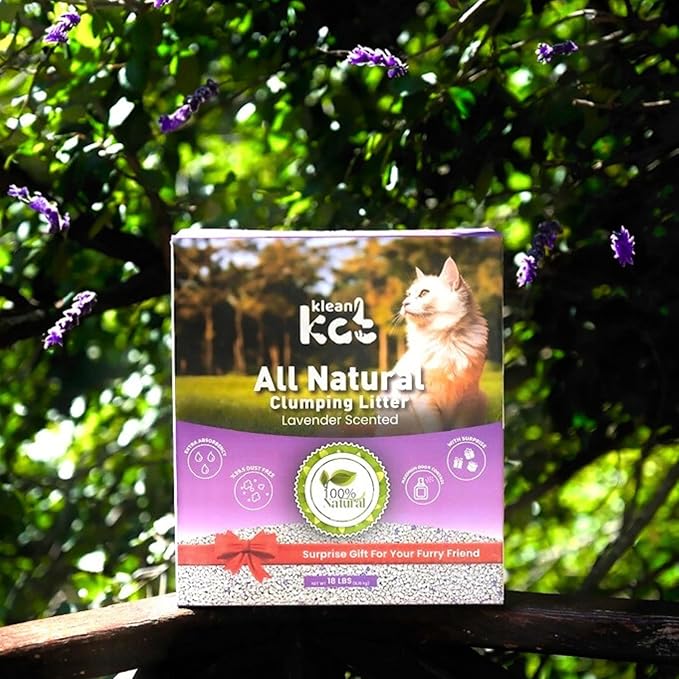 All Natural Clumping Cat Litter – Multiple Scents – Low Dust, Odor Control – (Lavender) 18 lb - Surprise Toy Inside-PawvioPets