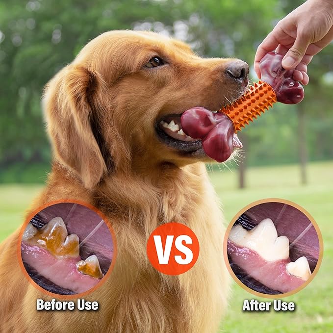 Apasiri Dog Toys for Aggressive Chewers Large Breed 2-Pack: Heavy Duty Chew Toys for Medium Dogs Indestructible Orange Dog Gift with Peanut Butter Flavor-PawvioPets