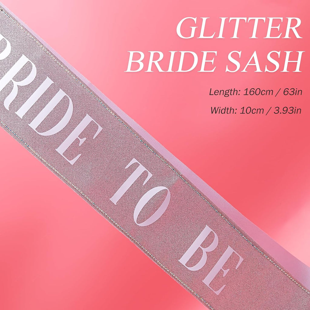 Bride to Be Sash with Rhinestones Glittery Bridal Party Sash with Adjustable Pin for Bachelorette Party Decorations, Wedding Celebration, Bridal Shower