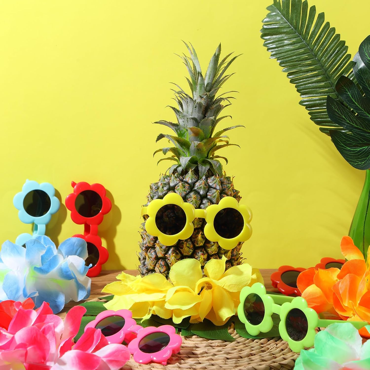 6 Sets Hawaiian Table Centerpieces Pineapple Luau Party Table Decorations Tropical Decor for Beach Summer Party