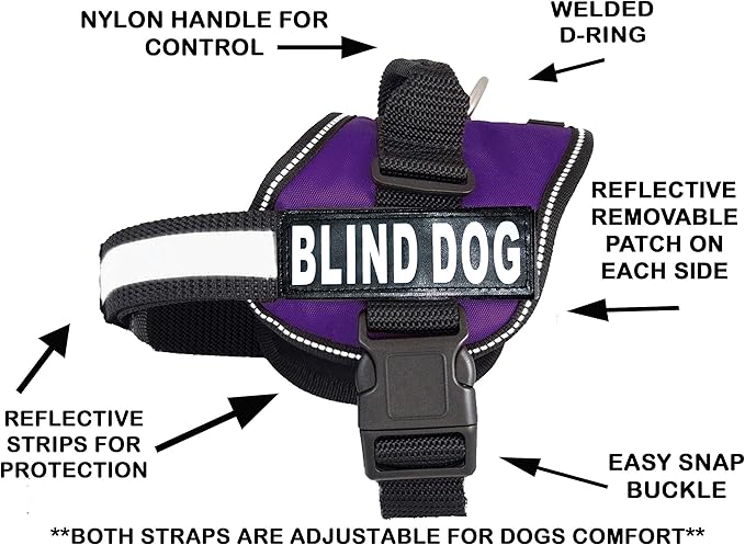 Doggie Stylz Blind Dog Harness No Pull No Escape Dog Vest for Blind Dogs Adjustable Vest with Handle Blind Dog Accessories and Patches for Training and Mobility-PawvioPets