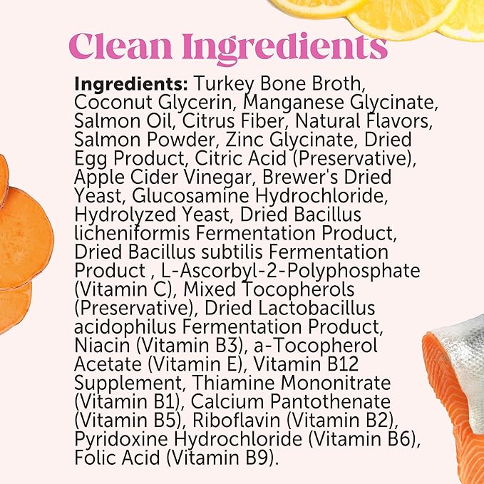 Dog Multivitamin Supplement with Salmon Oil for Dogs - Allergy Itch Relief, Digestion, Skin & Coat Health, Liquid Supplement - Dog Food Topper Bone Broth with Prebiotics (12 oz)-PawvioPets