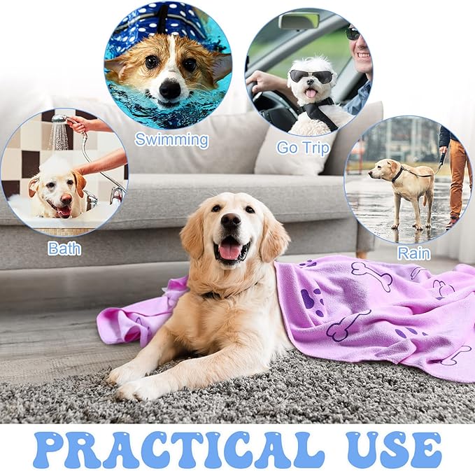 8 Pcs Dog Towels Pet Bath Drying Towels 55 x 28 Inches Large Absorbent Microfiber Quick Fast Drying Soft Beach for Lightweight Cat and Puppy Shower Essentials Cleaning Accessories(Multicolor)-PawvioPets