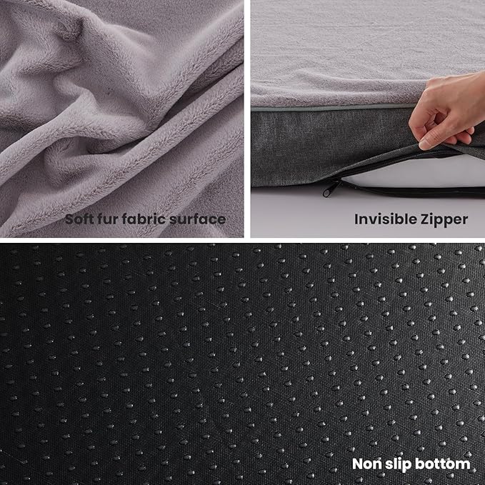 Cooling Dog Beds for Large Dogs, Orthopedic Memory Foam Dog Bed, Large Pet Beds with Washable Cover, Ideal for Arthritic Dogs Up to 65Lbs-PawvioPets