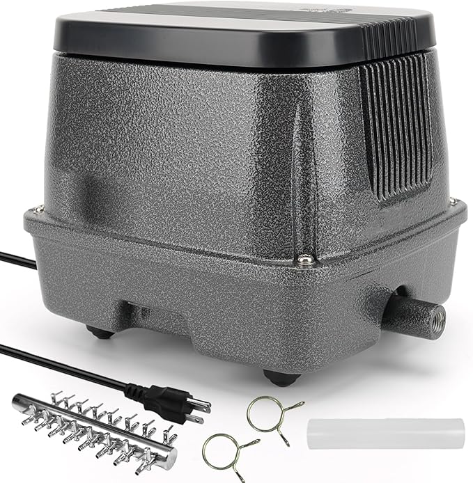 AquaMiracle Linear Air Pump ZP-40/ZP-60/ZP-100/ZP-200 for Pond Aeration, 635/950/1600/4000GPH Septic Air Pump Pond Aerators for Outdoor Ponds, Waste Treatment, Aquarium, Fish Farm, Seafood Restaurant-PawvioPets