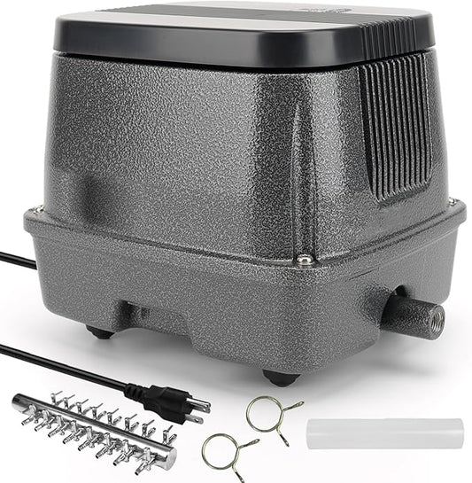 AquaMiracle Linear Air Pump ZP-40/ZP-60/ZP-100/ZP-200 for Pond Aeration, 635/950/1600/4000GPH Septic Air Pump Pond Aerators for Outdoor Ponds, Waste Treatment, Aquarium, Fish Farm, Seafood Restaurant-PawvioPets