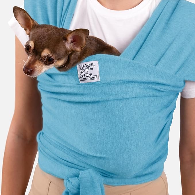 Dog Sling Carrier for Small Dogs - Anti-Anxiety Cat Sling, Puppy Pouch - Pet Sling in Gray Black Blue Green Pink Yellow (Blue, Standard)-PawvioPets