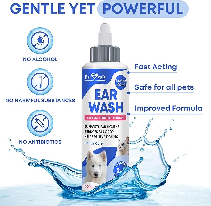 Ear Cleaner Drops & Wash Solution for Cats and Dogs – Gentle Ear Hygiene, Wax Removal & Odor Control for Pets-PawvioPets