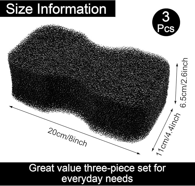 Eaasty 3 Pcs Horse Groomer Sponge Scrubber Massager Horse Grooming Brush Kit Supplies Large Soft Care for Cleaning Washing Bathing, Black, 4.33 x 7.87 x 2.56 Inch-PawvioPets