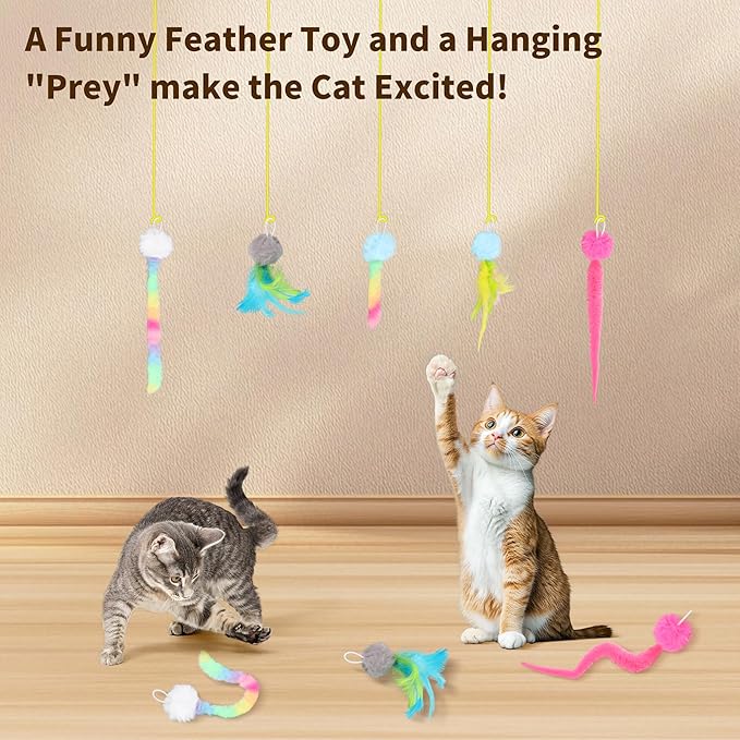 5 Pack Cat Toy Replaceable Feathers for Interactive Cat Toys with Remote Control, Cat Feather Toys Attachments for Indoor Cats Exercise and Play (Not Include Cat Toy, Only Accessories)-PawvioPets