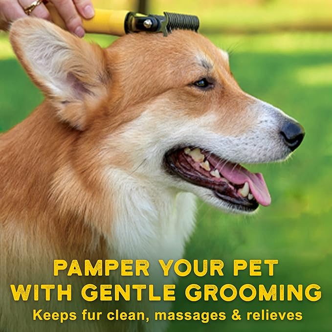 Deshedding Dog Brush - Double-Sided Pet Hair Remover for Cats & Dogs - Yellow Undercoat Grooming Rake for Shedding and Dematting-PawvioPets