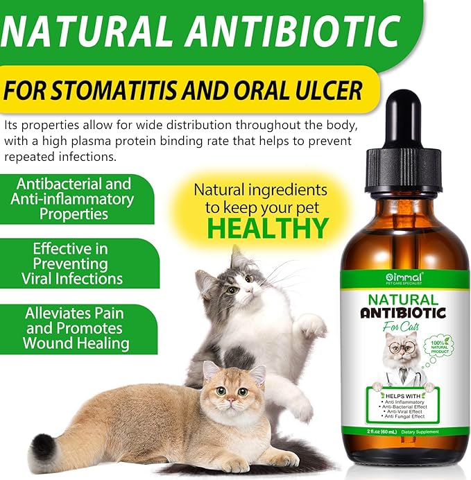 2PACK Antibiotics for Cats, Cats Antibiotics for Injections, Natural antibiotic for Cat Immune & Allergy Relief, Cough Relief, Yeast Injection, UTI Treatments, Cat Antibiotic Supplement Drops, 2*60ML-PawvioPets