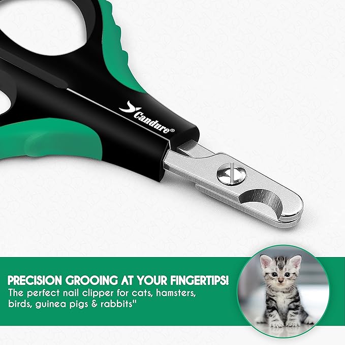 Candure Cat Nail Clippers for Cats, Rabbits, Hamsters, Birds - Stainless Steel Trimmer with Precise Angled Edges for Easy & Safe At-Home Grooming-PawvioPets