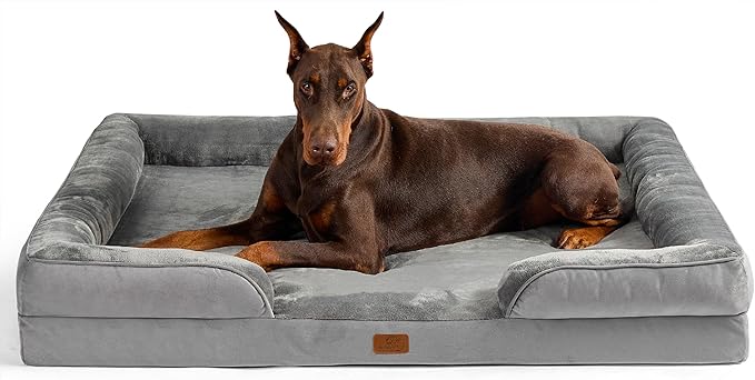 Bedsure XXL Orthopedic Dog Bed for Extra Large Dogs - Washable Giant Dog Cat Bed Waterproof, Comfort Dogs Couch Sofa with Washable Removable Cover, Pet Bed with Nonskid Bottom, Grey, 52"-PawvioPets