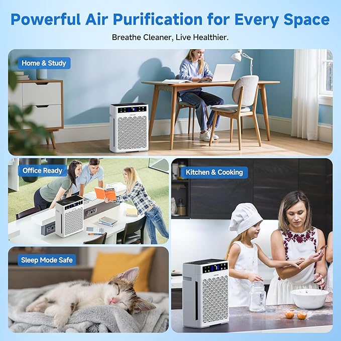 Air Purifiers for Home, Large Room up to 3000 Ft², HEPA Air Purifier for Home Pets with Filter, Air Quality Sensor, Timer, Air Cleaner for Bedroom, Dorm Room, Pet Hair, Office-PawvioPets