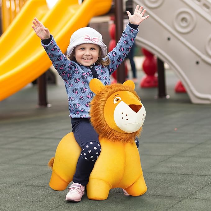 EVERICH TOY Lion Bouncy Horse, Inflatable Plush Hopping Toy, Bouncing Animal Hopper for Toddlers, Fun Ride-On Toy for Kids 18 Months-6 Years, Indoor & Outdoor Play, Great Gift Boys Girls-PawvioPets