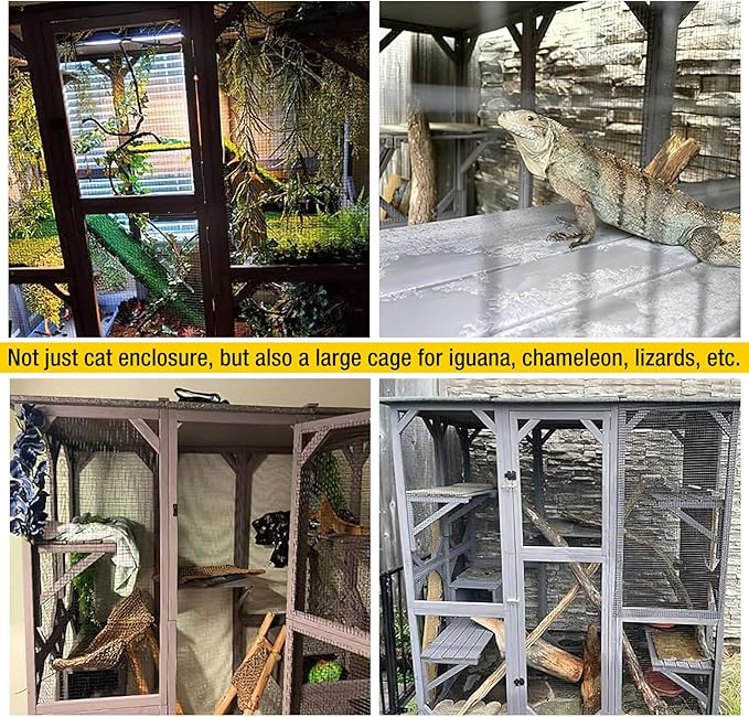 Aivituvin Catio Outdoor Cat Enclosure Large Walk in Cat Kennel Kitten Cage with Platforms and Small Houses-PawvioPets