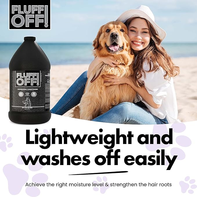 Fluff Off! by Girl With The Dogs, Natural Deshedding Dog/Cat Conditioner, 1 Gal, Made in USA 8 Wks+-PawvioPets