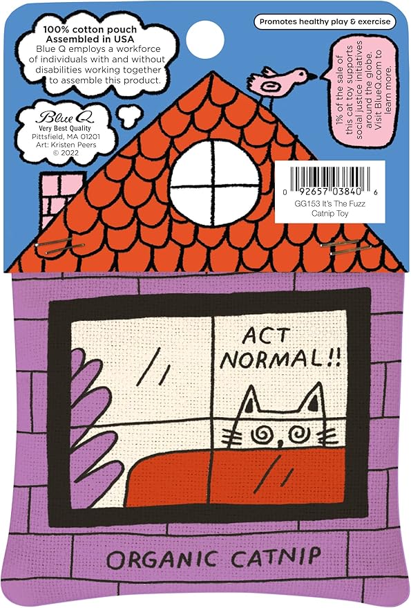 Blue Q Busted! Oh S!, It's The Fuzz! Catnip Cat Toy. Premium Organic 'Nip Grown in The USA, 100% Cotton Pouches, Kitty Graphics Sure to Delight Every Cat-Keeper.-PawvioPets