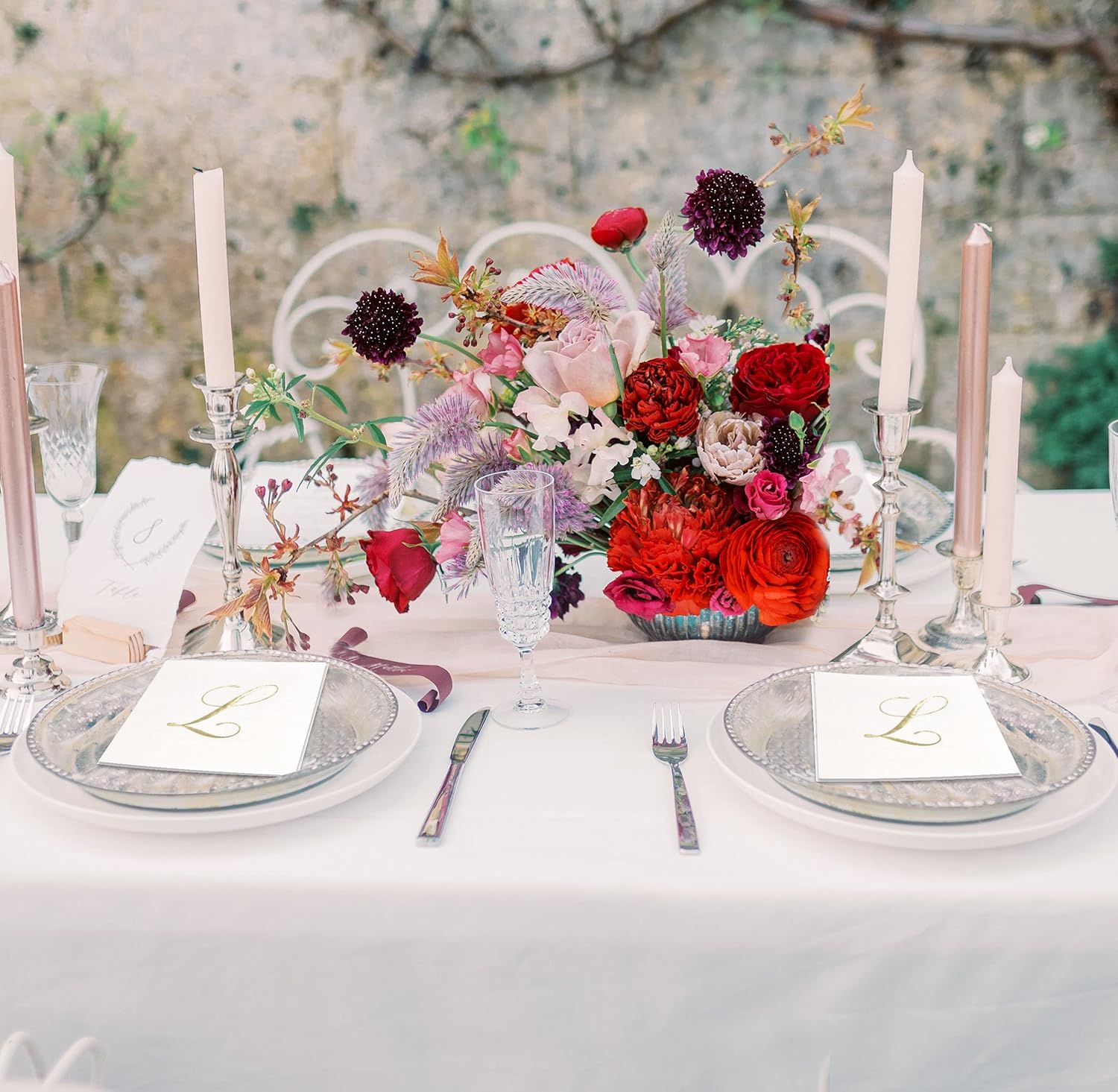 Gift Boutique 100 Gold Monogram Cocktail Napkins Letter L Disposable Paper Pack Elegant Metallic Golden Foil Hand Napkin for Powder Room Wedding Holiday Birthday Party Baby Shower Decorative Towels