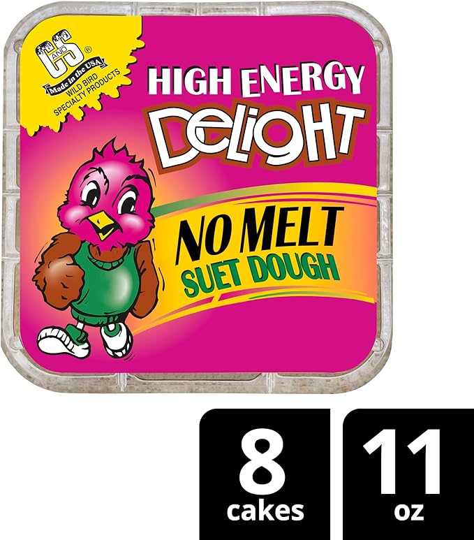 C&S High Energy Delight No Melt Suet Dough, Suet Cakes for Wild Birds, 11 Ounces, Pack of 8-PawvioPets