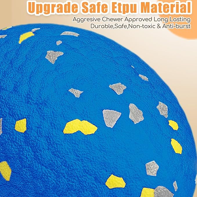 4.72" Indestructible Large Rugby Balls for Aggressive Chewers Durable Olive Bouncy Interactive Football Toy for Dogs Fetch Game Lightweight Floating Outdoor Training, Blue-PawvioPets