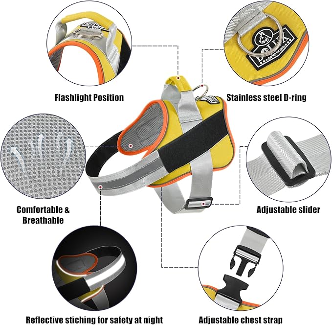 Bolux Dog Harness, No-Pull Reflective Dog Vest, Breathable Adjustable Pet Harness with Handle for Outdoor Walking - No More Pulling, Tugging or Choking (XX-Large (Pack of 1), YellowOrange)-PawvioPets