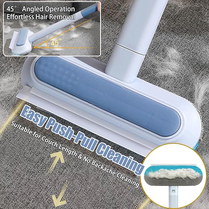 Cat Hair Remover 4-in-1 Multi-Functional Pet Hair Remover Brush,17.7Inch, Reusable Washable Lint Cleaner for Dog and Cat Hair, Gentle on Furniture, Sofas, Pet Beds, Bedding, Carpets, Clothing-PawvioPets