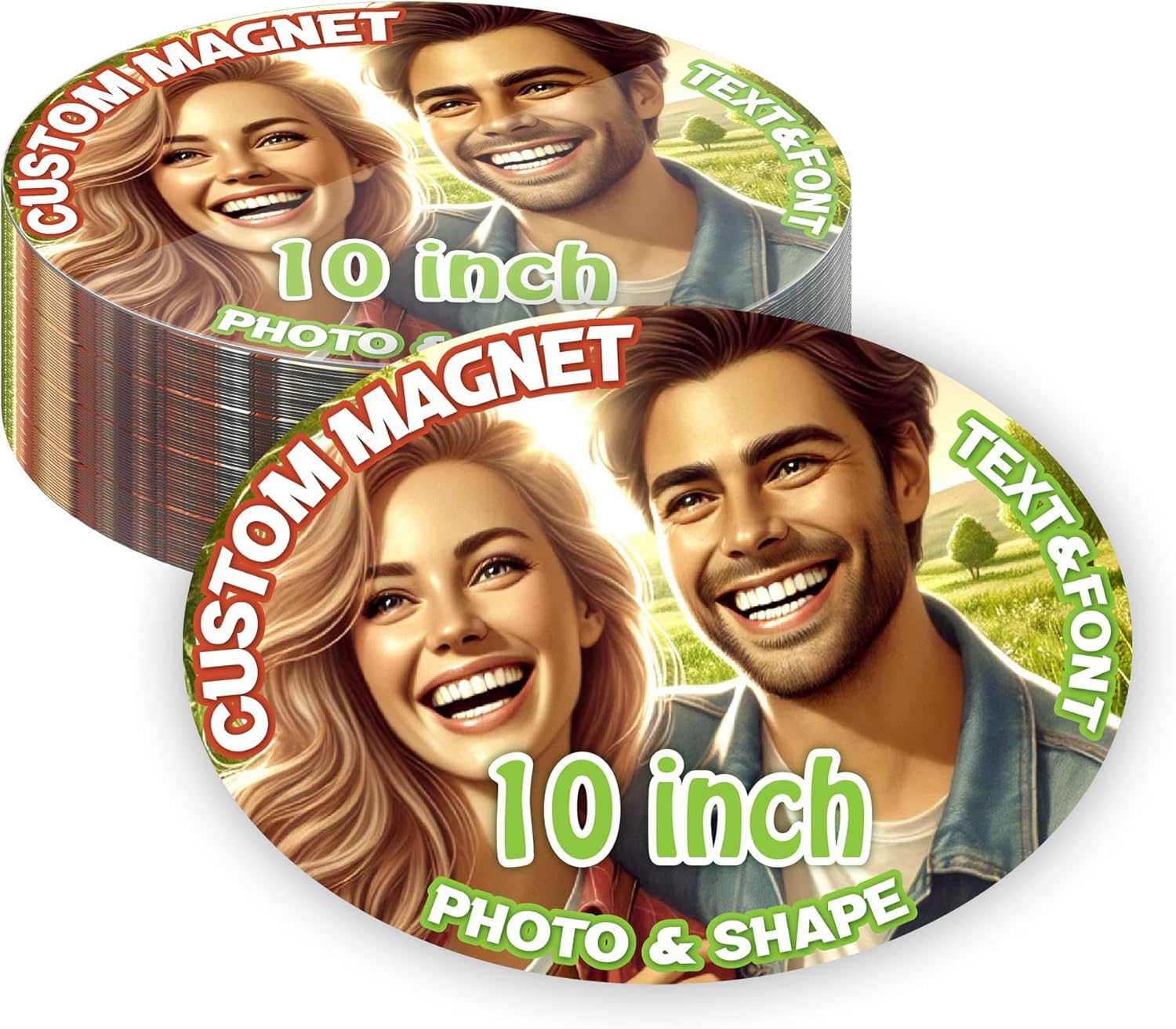 KETABAO – 10" Personalized Car and Refrigerator Oval Photo Magnets - Create Customized Photo Magnets for The Office and Kitchen
