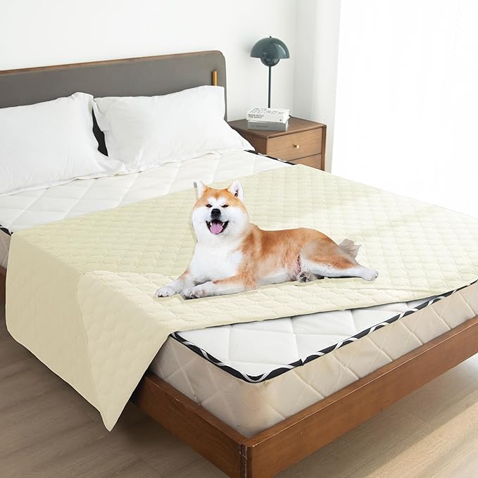 gogobunny 100% Double-Sided Waterproof Dog Bed Cover Pet Blanket Sofa Couch Furniture Protector for Puppy Large Dog Cat, Reversible (82x120 Inch (Pack of 1), Dark Cream/Light Cream)-PawvioPets