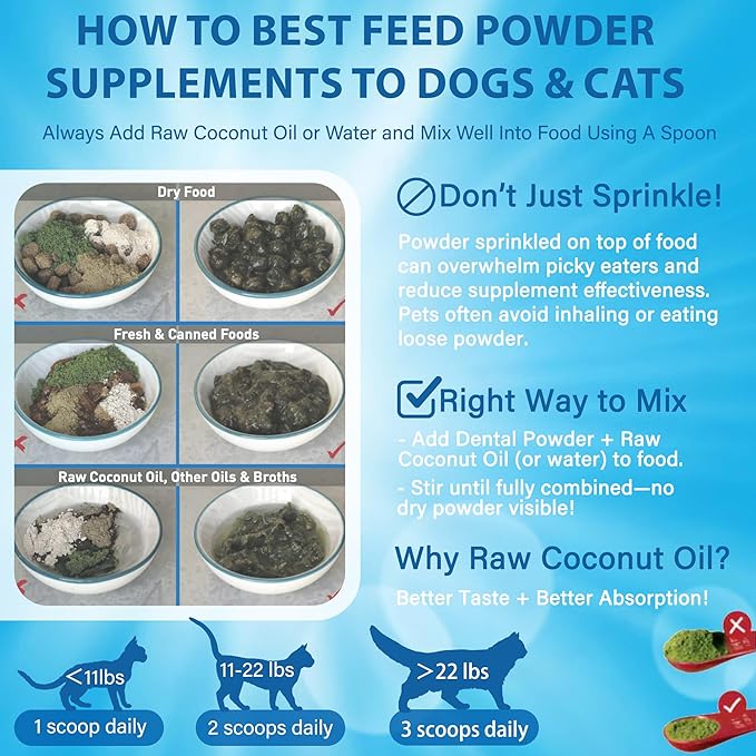 Cat Dental Care Powder Bad Breath Treatment for Cats Teeth, Mouth, Gums & Gut, Plaque Off,Tartar Control, Help Feline Gingivitis and Stomatitis, with Natural Extracts & Probiotics-PawvioPets