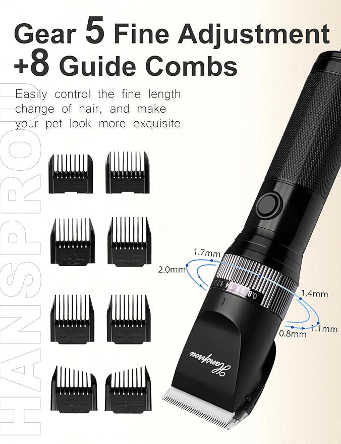 Dog Clippers for Grooming, 12V Professional Dog Clippers，Heavy Dutt Corded Pet Hair Trimmer Pet Trimmer for Thick Hair with Guard Combs Brush-PawvioPets