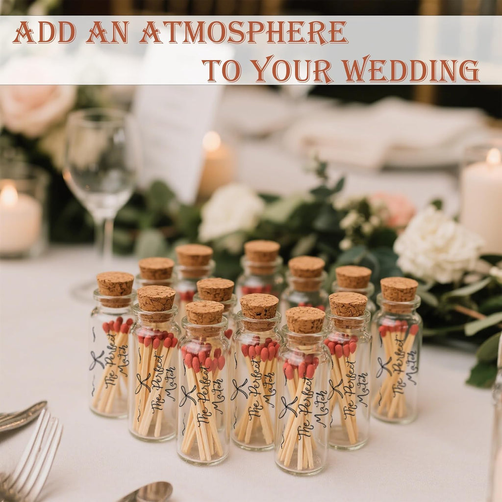 48 Matches Holders Empty Jars with 48 Striker Stickers, Empty Matches in A Jar with Striker DIY Wedding Favors, Candle Holder Containers & Bulk Storage| The Perfect Match Box (0.87x3.15 Inch) (48)