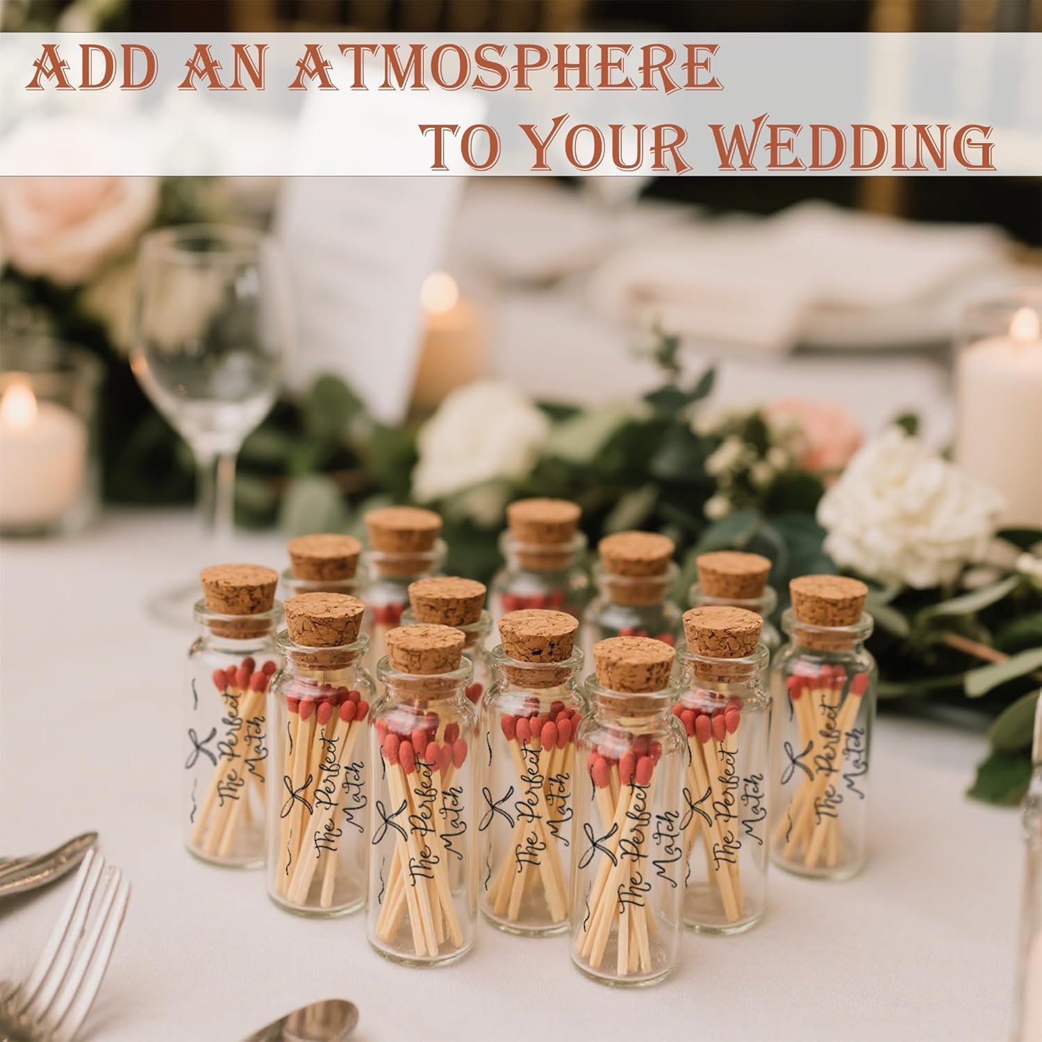 48 Matches Holders Empty Jars with 48 Striker Stickers, Empty Matches in A Jar with Striker DIY Wedding Favors, Candle Holder Containers & Bulk Storage| The Perfect Match Box (0.87x3.15 Inch) (48)