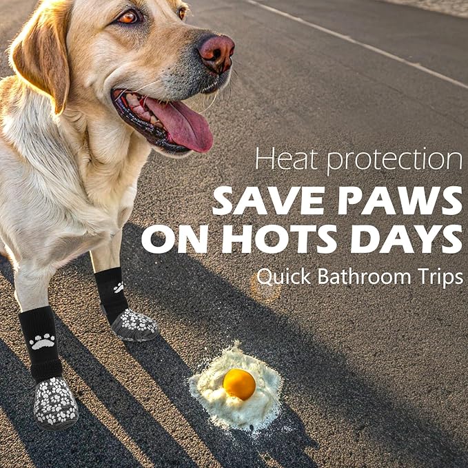 EXPAWLORER Anti Slip Dog Socks to Prevent Licking Paws, Shoes for Hot Pavement, Dog Booties for Small Medium Large Senior Dogs, Traction Control Boots & Paw Protectors for Hardwood Floors Black&Grey-PawvioPets