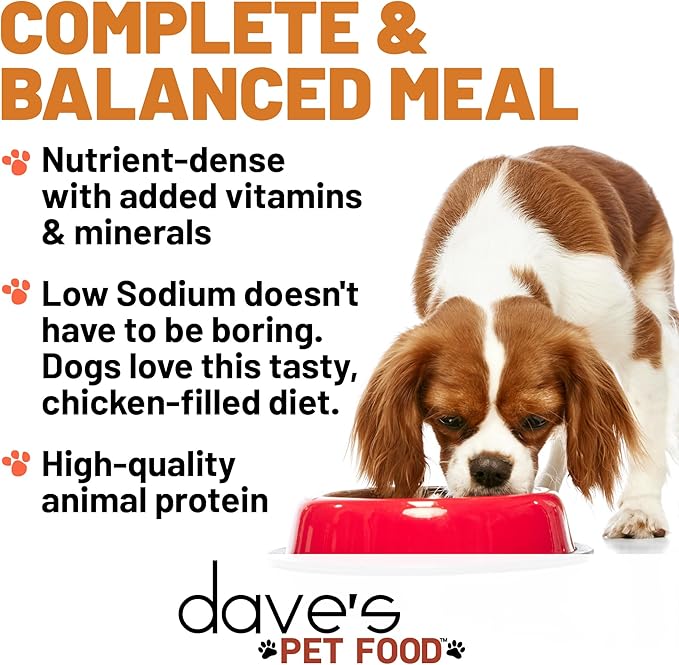 Dave's Pet Food Restricted Sodium Diet for Dogs, Chicken Pate Recipe, 13.2 oz Canned Dog Food, Case of 12-PawvioPets