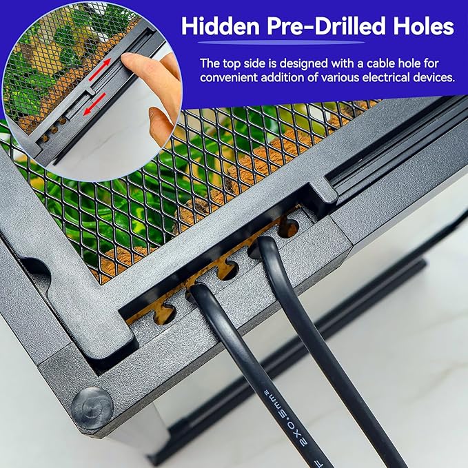 360° Clear View 12 Gallon 18x12.6x12.6 Glass Reptile Terrarium Suitable for Bearded Dragon, Chameleon, Crested Gecko, Multi-Pet Enclosure with Front Door, Excellent Ventilation, Hidden Wiring Holes-PawvioPets