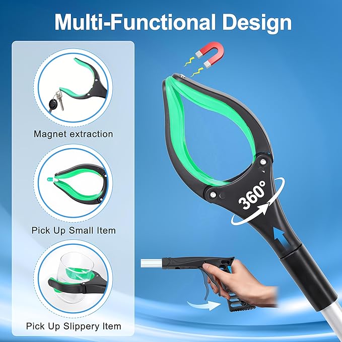 Grabber Reacher Tool - 32” Extra Long Foldable Gripper and Reaching Tool - Heavy Duty Pick Up Stick Grabbers for Seniors, Trash, Surgery Recovery Must Haves Gifts (Green)-PawvioPets