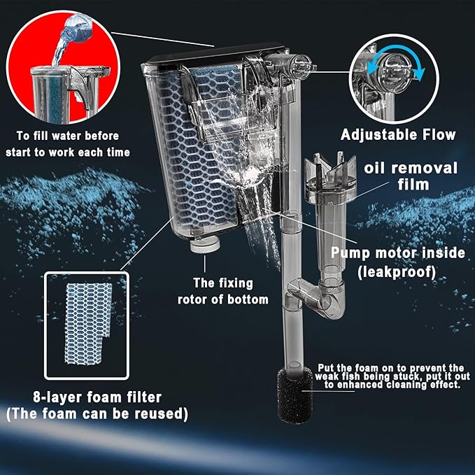 Glass Betta Aquarium Starter Kits 1.5 Gallon Small Fish Tank, Betta Fish Tank with LED Light, Power Filter, Black. 4mm Glass-PawvioPets