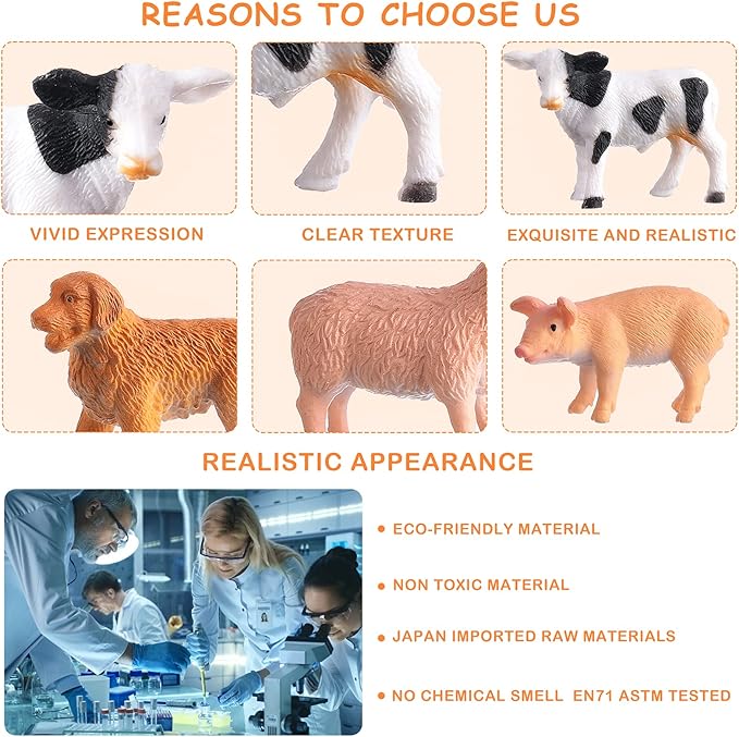 16Pcs Small Animals Figures, Realistic Farm Animals Toys for Cupcake Toppers, Learning Educational Toys, Birthday Party Favors Gift for Kids-PawvioPets