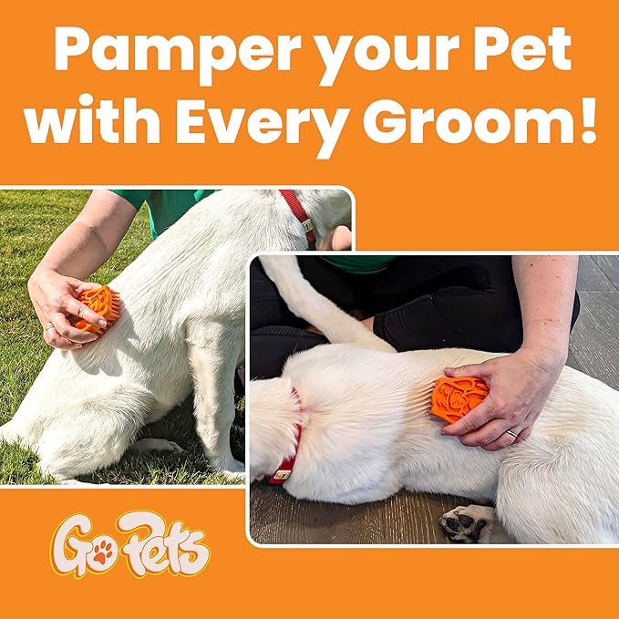 GoPets Curry Comb Bath Brush for Cleaning & Grooming, Silicone Shampoo Scrubber for Shedding & Massage, Rubber Dog Wash & Grooming Brush, Pet Bath Supplies for Long & Short Hair Dogs & Cats-PawvioPets