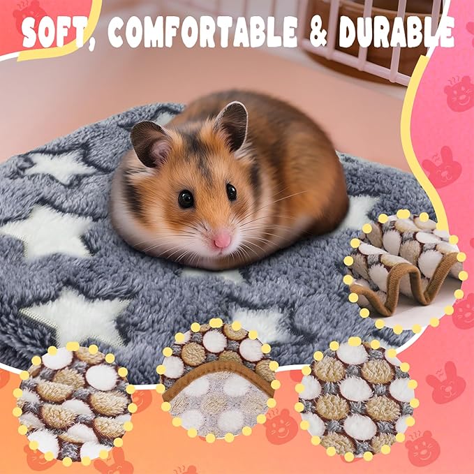 6 Pcs Guinea Pig Bedding Cage Liners Small Animal Flannel Blankets Sleep Mat Absorbent Reusable Pet Pee Bedding Pad Cover for Dog Cat Hamster Ferret Chinchilla Rabbit Hedgehog (30 x 42 Inch, Multi)-PawvioPets