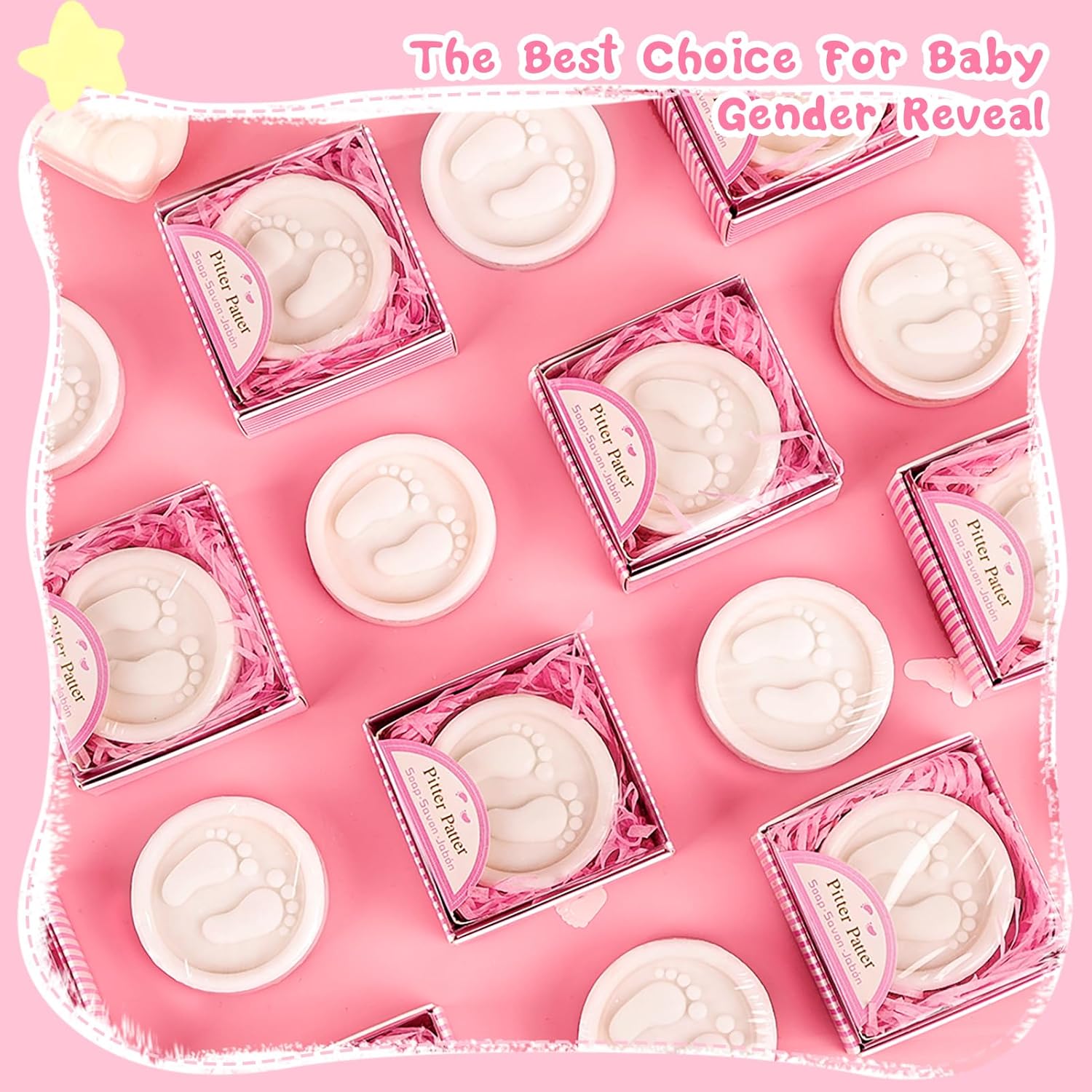 AIXIANG Baby Shower Favors Soaps Handmade Pink Gift Boxed Little Baby-feet Scented Soap Favors for Baby Girl Baby Shower Favors and Decorations (12 Pack, Baby Girls Baby Shower Favors)